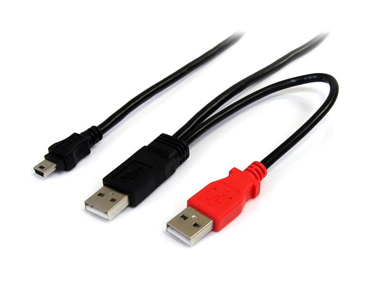 StarTech.com Câble USB 2.0 en Y de 1,8 m pour disque dur externe - 2x USB A (M) vers 1x USB Mini B (M)