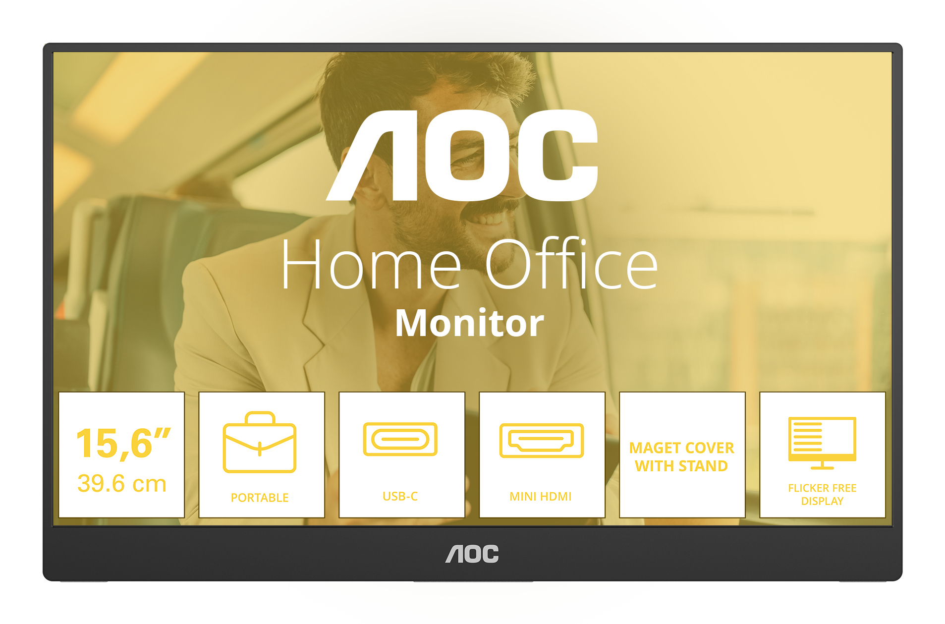 AOC 16T20E2 téléviseur et moniteur portables Moniteur portable Noir 39,6 cm (15.6") LED 1920 x 1080 pixels