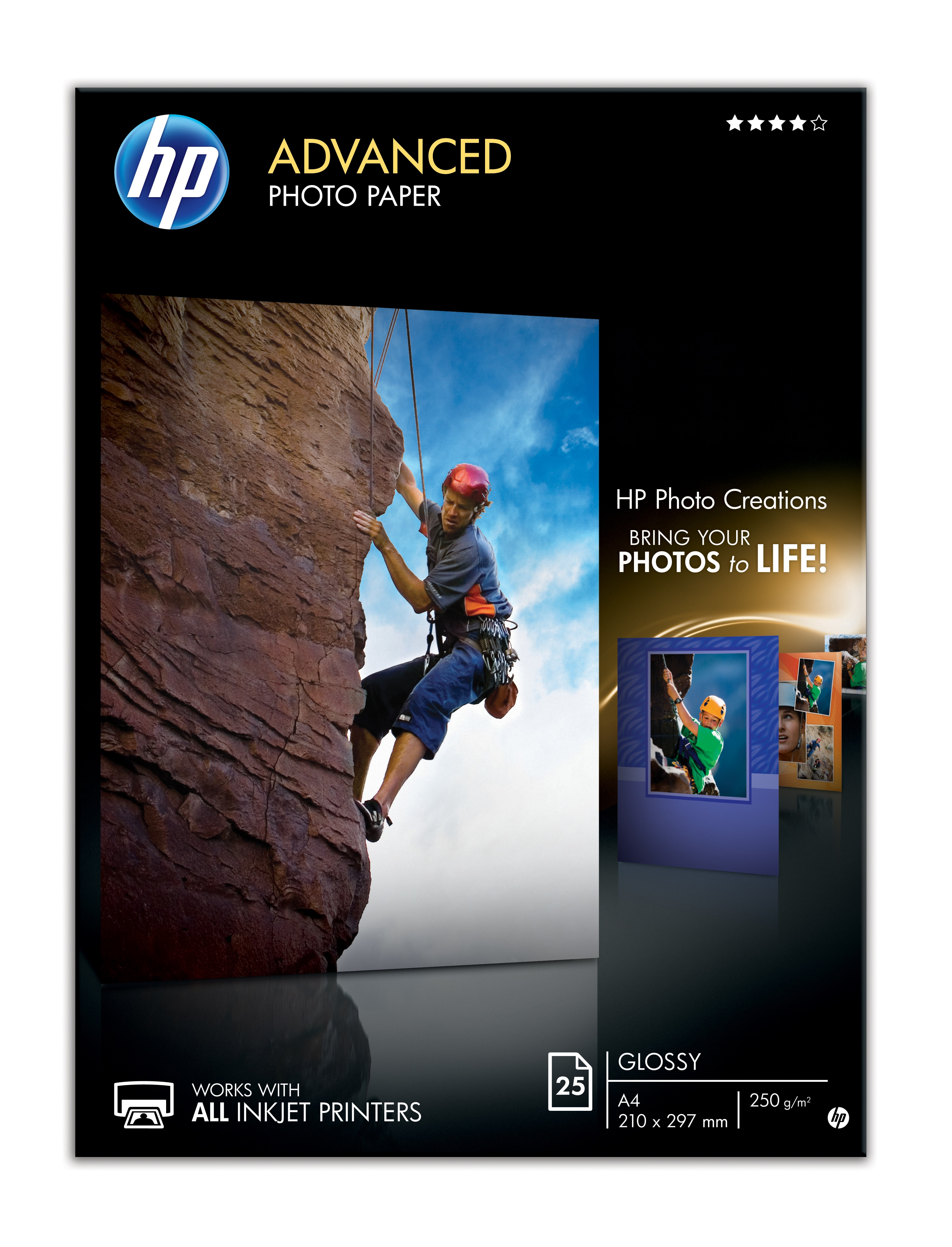 HP Q5456A papier photos A4 Noir, Bleu, Blanc Gloss HP Q5456A papier photos A4 Noir, Bleu, Blanc Gloss