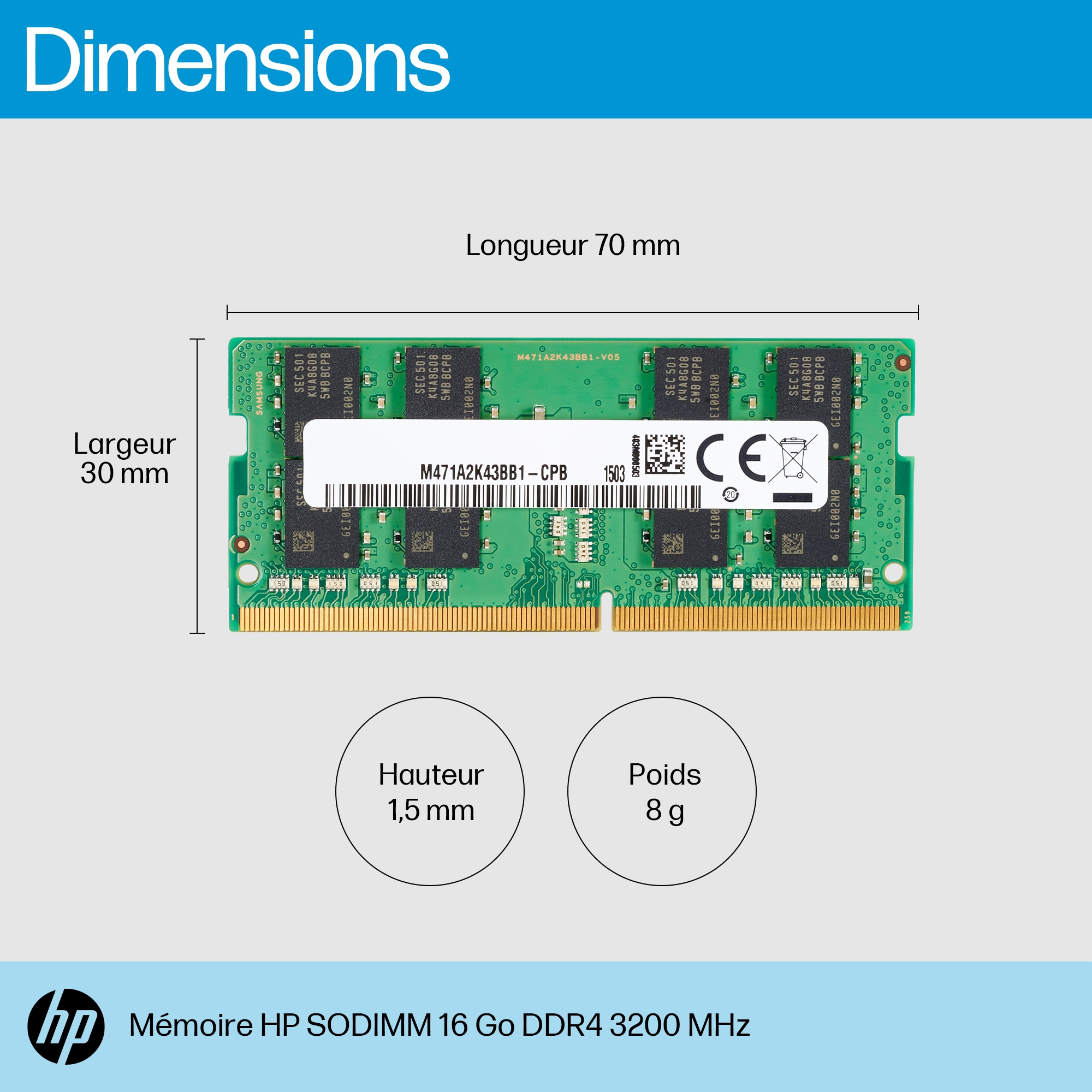 HP 16GB DDR4 3200 SODIMM Memory module de mémoire HP 16GB DDR4 3200 SODIMM Memory module de mémoire