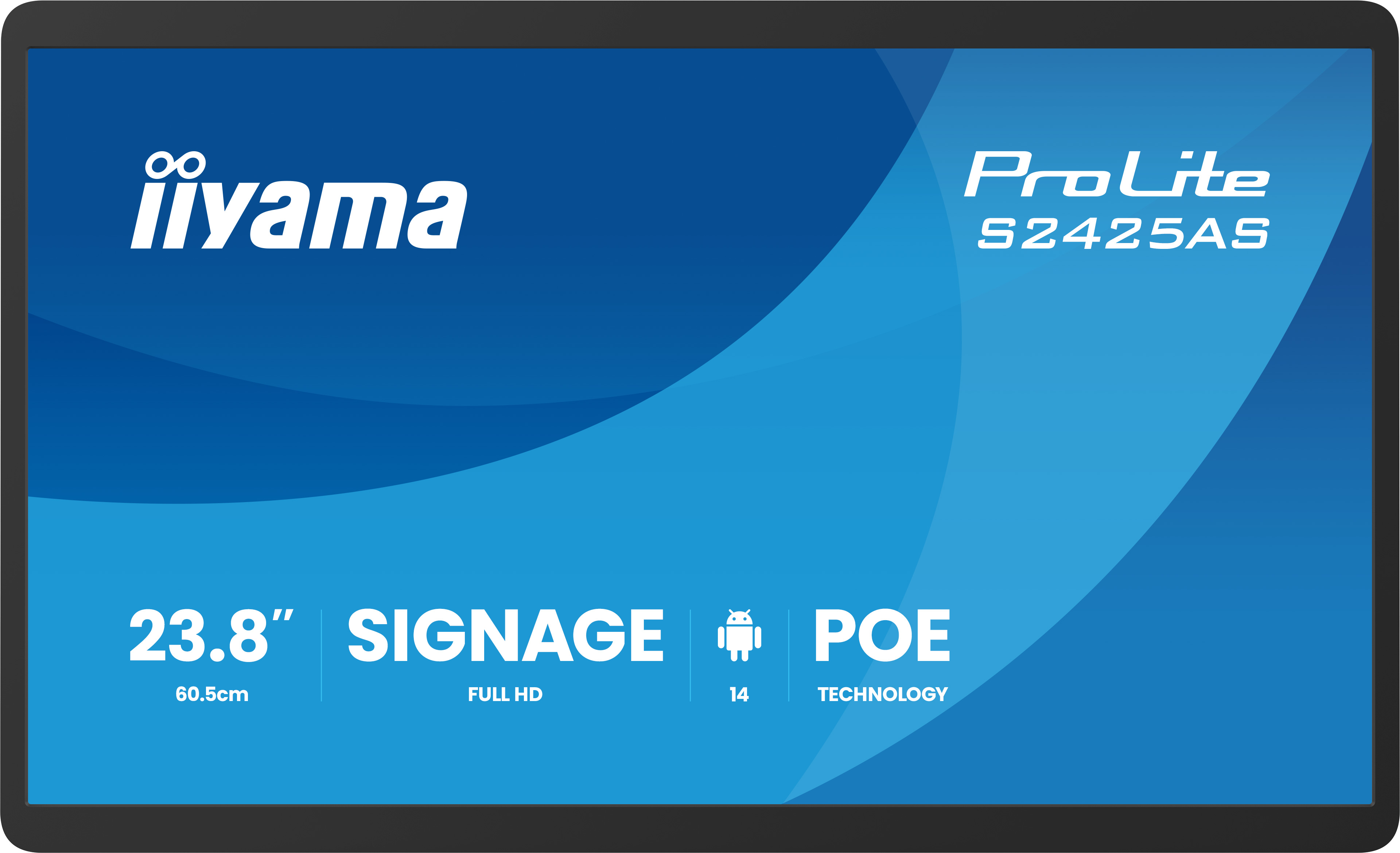 iiyama ProLite S2425AS-B1P Écran plat de signalisation numérique 60,5 cm (23.8") LCD Wifi 500 cd/m² Full HD Noir Intégré dans le processeur Android 14 24/7
