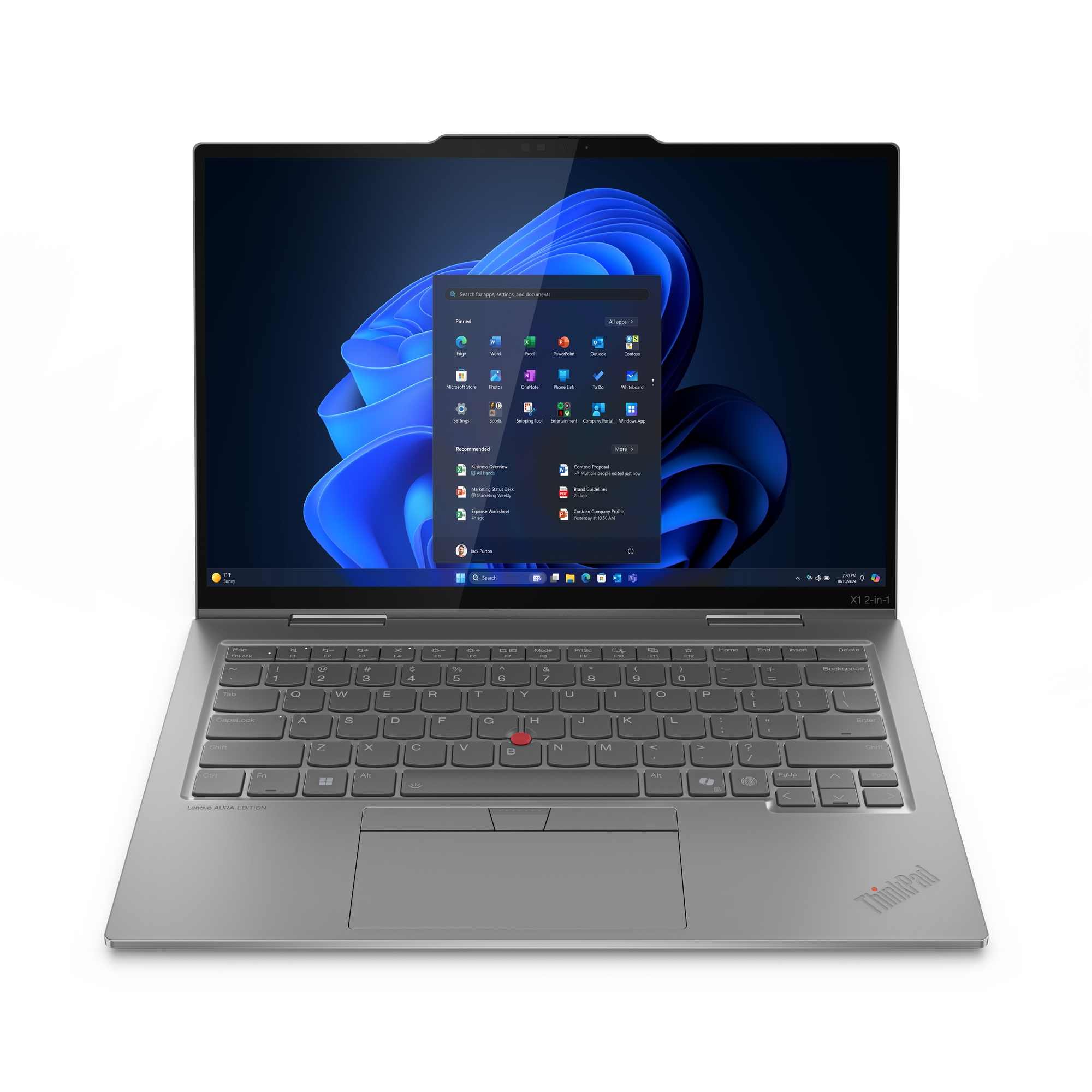 Lenovo ThinkPad X1 2-in-1 Gen 10 Copilot+ PC Intel Core Ultra 7 258V Hybride (2-en-1) 35,6 cm (14") Écran tactile WUXGA 32 Go LPDDR5x-SDRAM 1 To SSD Wi-Fi 7 (802.11be) Windows 11 Pro Belge Gris