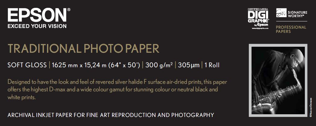 Epson Pap Photo Traditionnel 300g 64" x 15m Epson Pap Photo Traditionnel 300g 64" x 15m