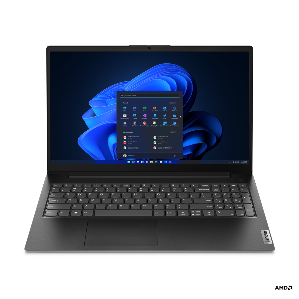 Lenovo V V15 Ordinateur portable 39,6 cm (15.6") Full HD AMD Ryzen™ 5 7520U 8 Go LPDDR5-SDRAM 256 Go SSD Wi-Fi 5 (802.11ac) Windows 11 Pro Noir