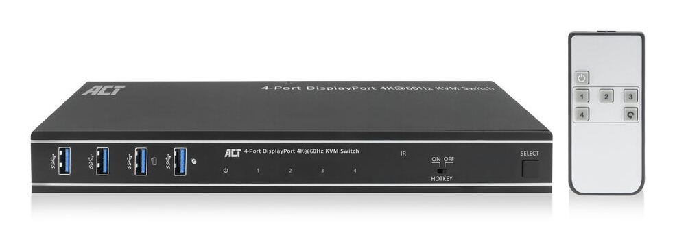 ACT Commutateur KVM DisplayPort 4K@60Hz à 4 ports