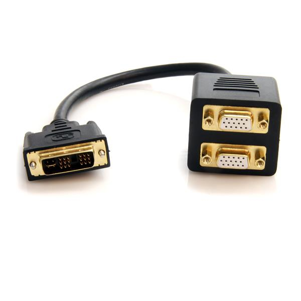 StarTech.com Câble Répartiteur en Y DVI-I Analogique vers Double VGA 30 cm - Câble Splitter DVI VGA - M/F