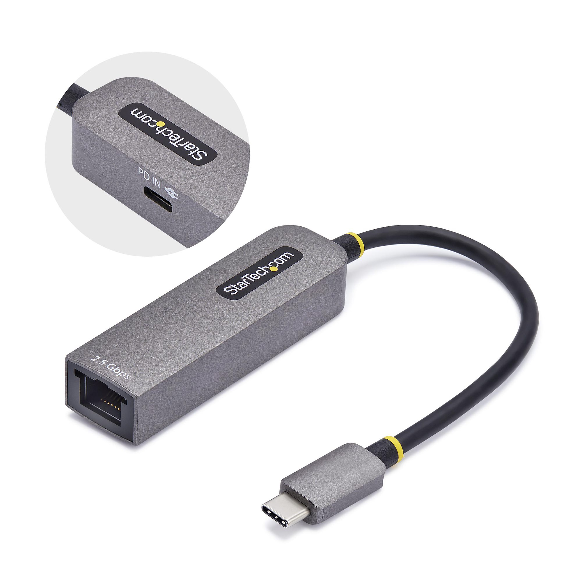 StarTech.com Adaptateur USB-C 2.5GbE vers Ethernet, 100W PD Pass-Through, NBASE-T NIC, Réseau USB 3.0 Type-C 2.5/1G Multi Speed, Compatible Thunderbolt, Windows & Mac StarTech.com Adaptateur USB-C 2.5GbE vers Ethernet, 100W PD Pass-Through, NBASE-T NIC, Réseau USB 3.0 Type-C 2.5/1G Multi Speed, Compatible Thunderbolt, Windows & Mac