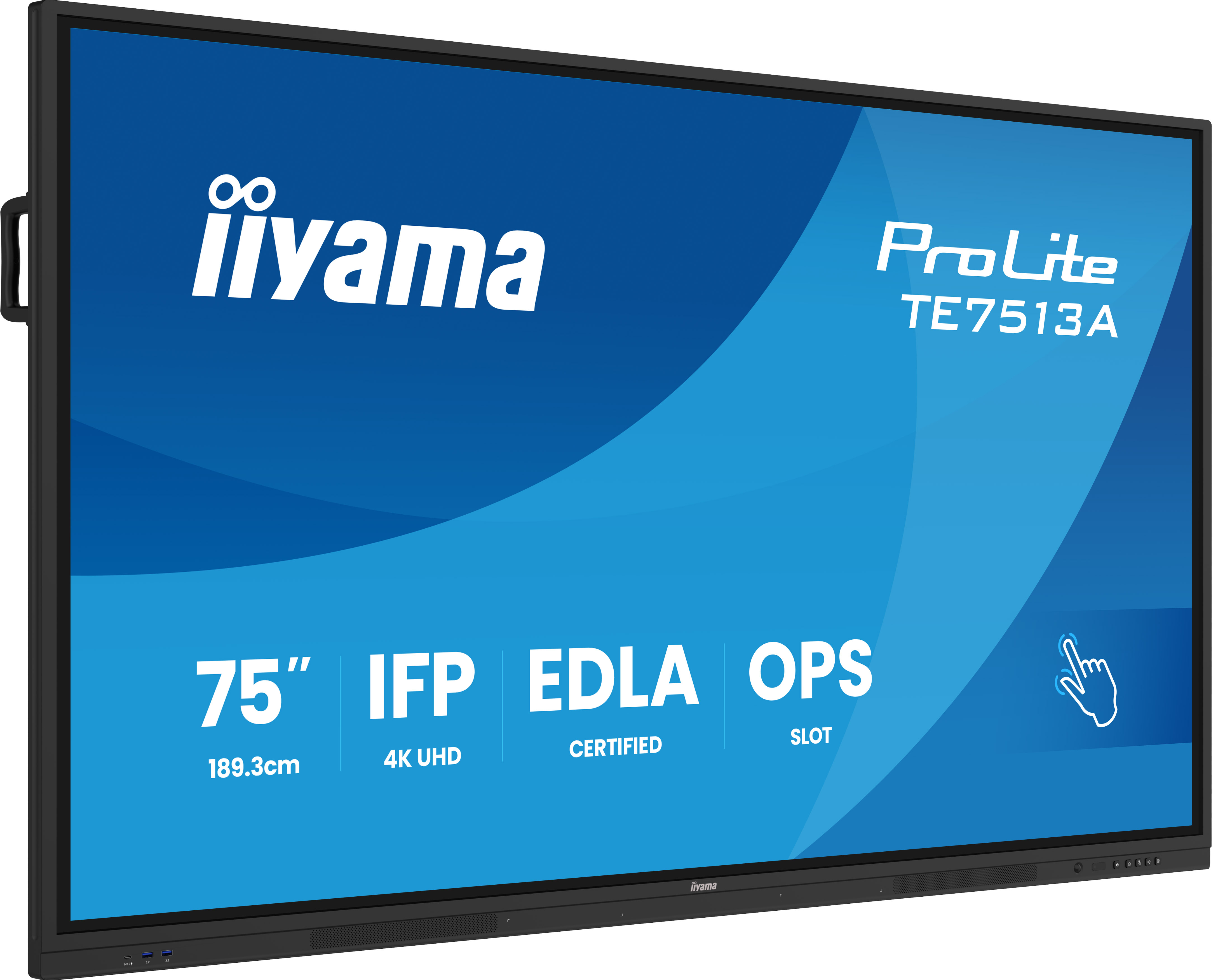 iiyama TE7513A-B2AG Écran d'affichage dynamique 190,5 cm (75") Wifi 500 cd/m² 4K Ultra HD Écran tactile Intégré dans le processeur Android