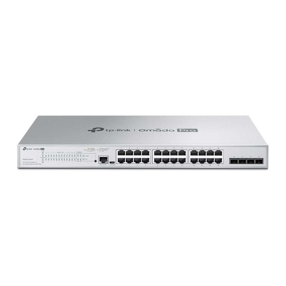 TP-Link Omada Pro S5500-24GP4F commutateur réseau Géré L2/L2+ Gigabit Ethernet (10/100/1000) Connexion Ethernet, supportant l'alimentation via ce port (PoE) Gris TP-Link Omada Pro S5500-24GP4F commutateur réseau Géré L2/L2+ Gigabit Ethernet (10/100/1000) Connexion Ethernet, supportant l'alimentation via ce port (PoE) Gris