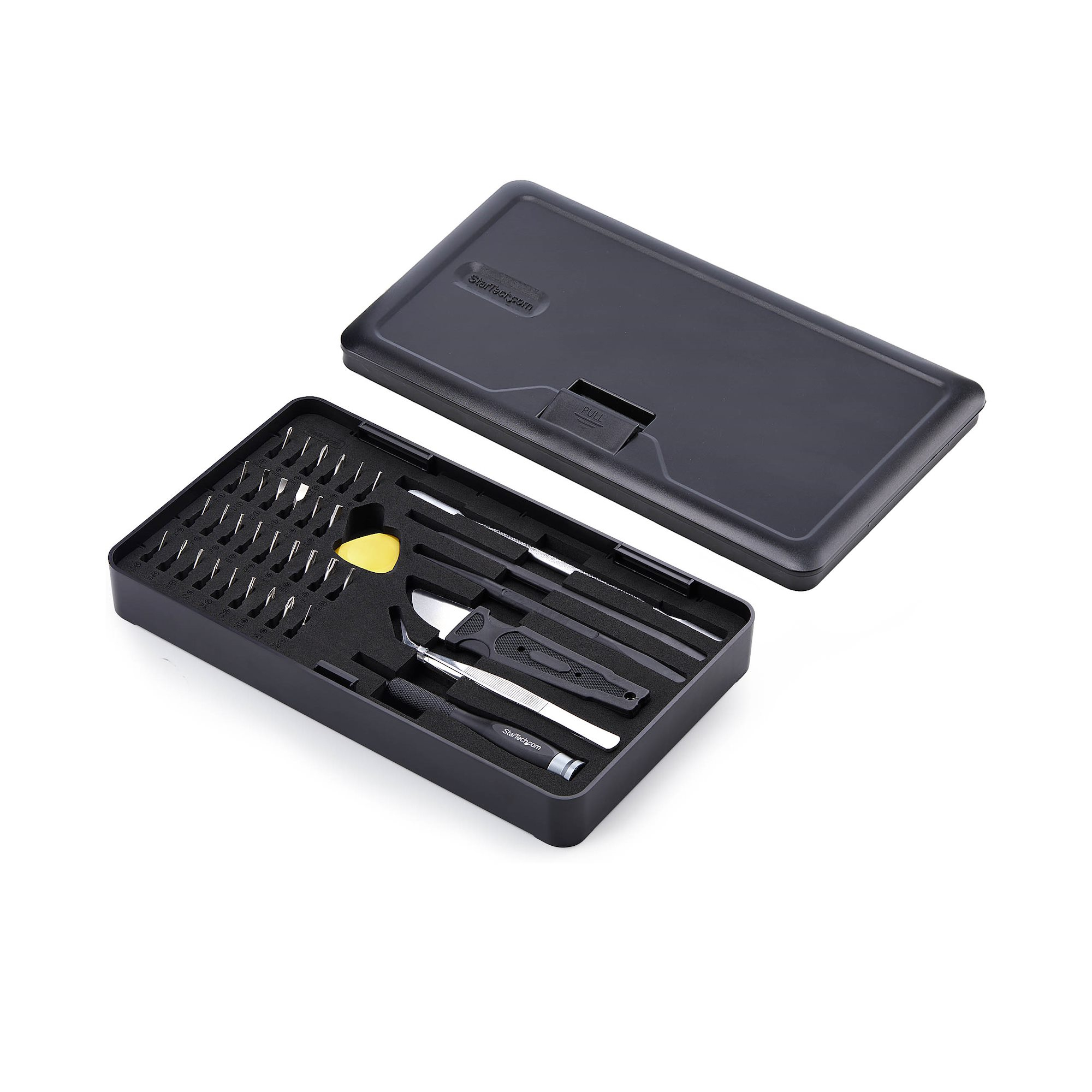 StarTech.com Kit de Réparation Informatique 40 pièces pour Ordinateur Portable/PC/Téléphone, Jeu de Tournevis de Précision 30-Bit, Couvercle Amovible avec Tampon Magnétique, Outils de Préhension