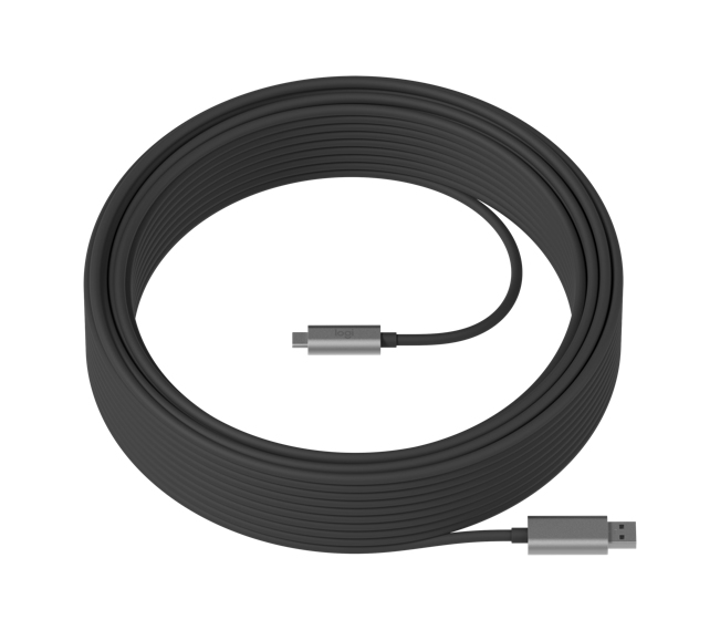 Logitech Strong câble USB 25 m 3.2 Gen 2 (3.1 Gen 2) USB A USB C Noir