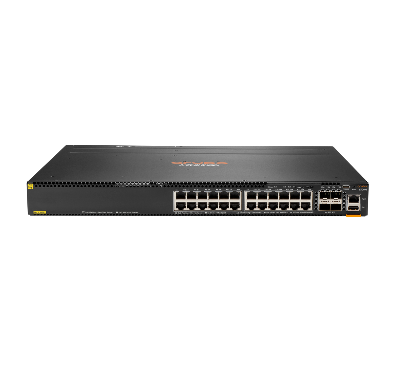 Aruba 6300M Géré L3 Gigabit Ethernet (10/100/1000) Connexion Ethernet, supportant l'alimentation via ce port (PoE) 1U Gris Aruba 6300M Géré L3 Gigabit Ethernet (10/100/1000) Connexion Ethernet, supportant l'alimentation via ce port (PoE) 1U Gris