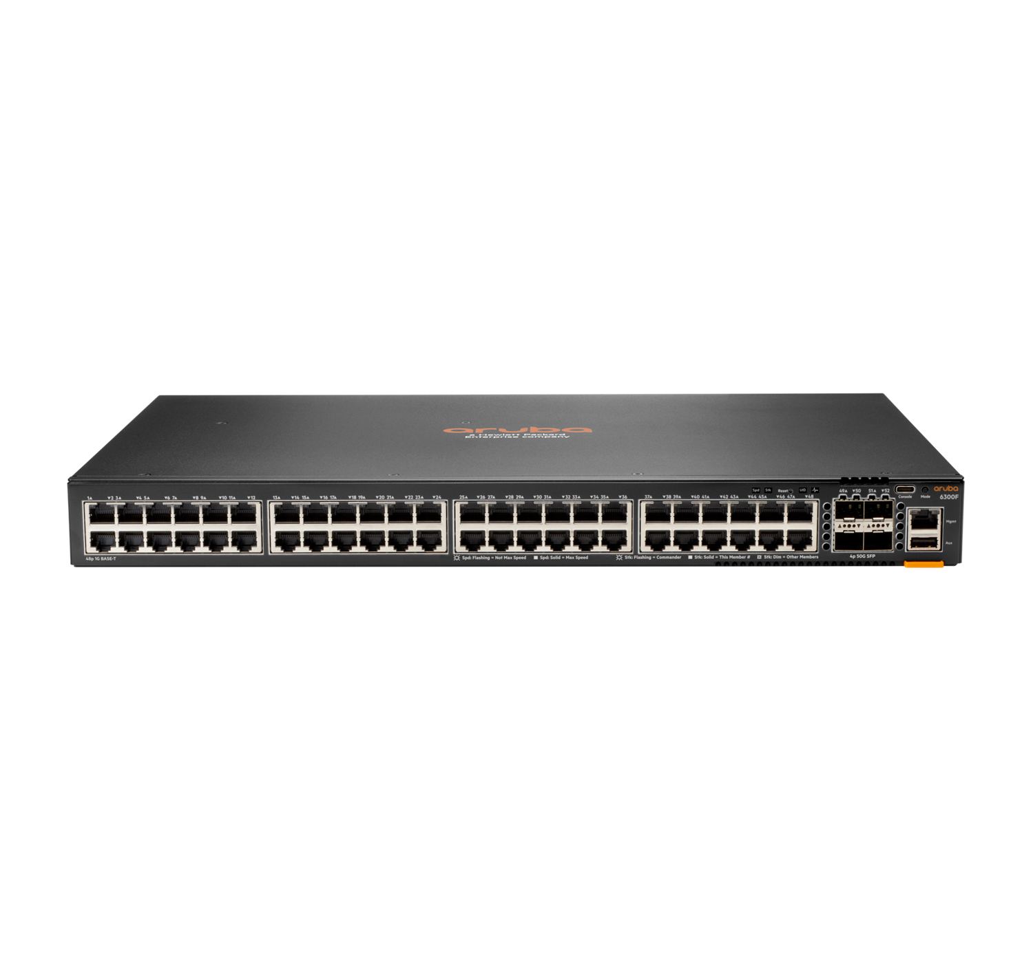 Aruba 6300F 48-port 1GbE & 4-port SFP56 Géré L3 Gigabit Ethernet (10/100/1000) 1U Gris Aruba 6300F 48-port 1GbE & 4-port SFP56 Géré L3 Gigabit Ethernet (10/100/1000) 1U Gris