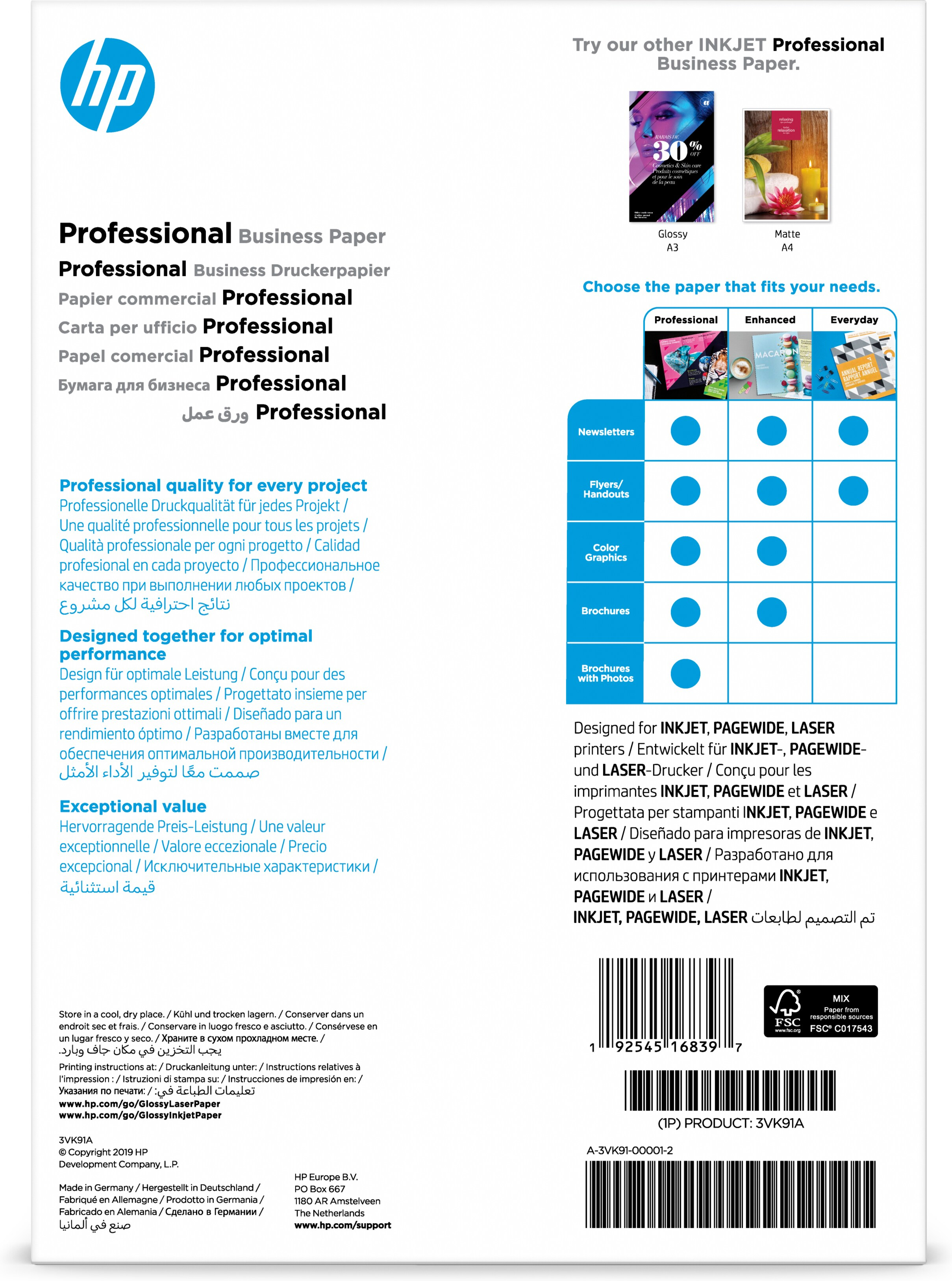 HP Professional Glossy Paper HP Professional Glossy Paper