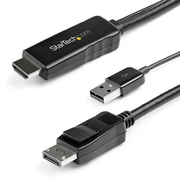 StarTech.com Câble Adaptateur HDMI vers DisplayPort de 2m - 4K 30Hz - M/M - Câble Convertisseur Actif HDMI 1.4 vers DP 1.2 avec Audio - Alimenté par USB - Mac & Windows - Laptop HDMI vers Écran DP StarTech.com Câble Adaptateur HDMI vers DisplayPort de 2m - 4K 30Hz - M/M - Câble Convertisseur Actif HDMI 1.4 vers DP 1.2 avec Audio - Alimenté par USB - Mac & Windows - Laptop HDMI vers Écran DP