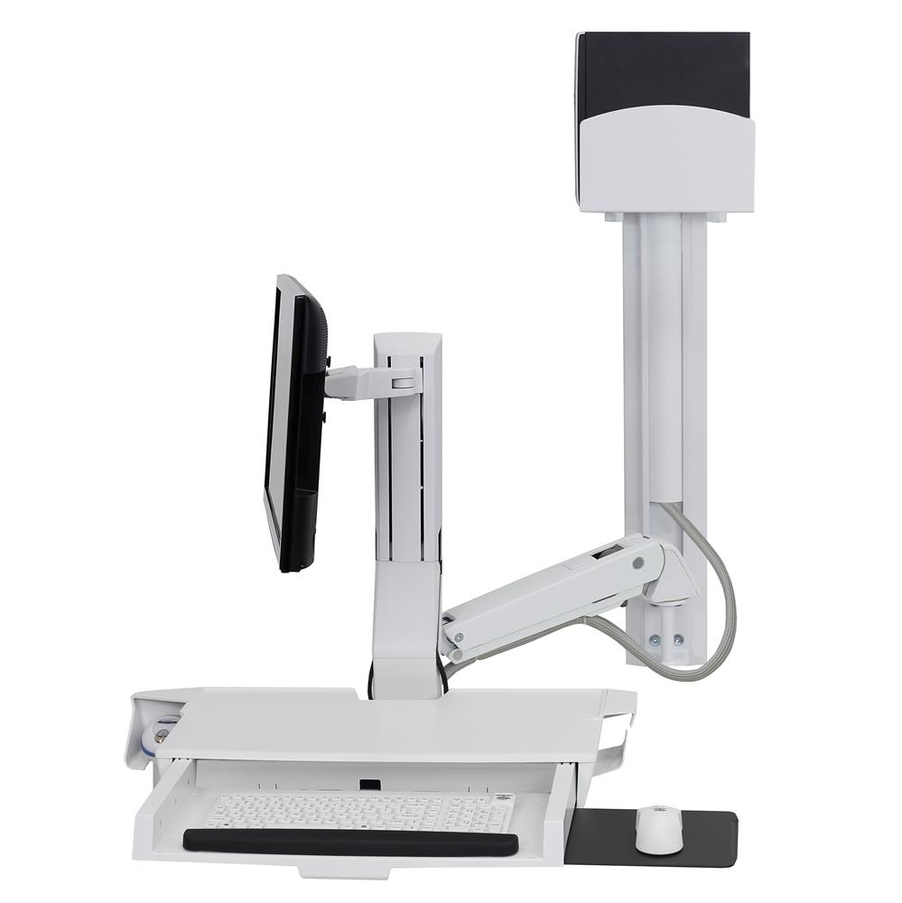 Ergotron SV Combo System with Worksurface & Pan, Small CPU Holder Ergotron SV Combo System with Worksurface & Pan, Small CPU Holder