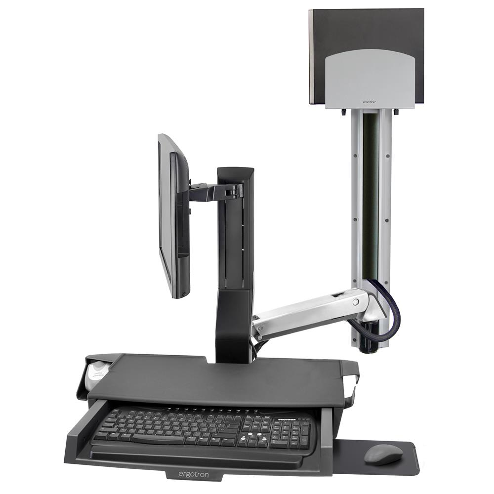 Ergotron SV Combo System with Worksurface & Pan, Medium CPU Holder Ergotron SV Combo System with Worksurface & Pan, Medium CPU Holder