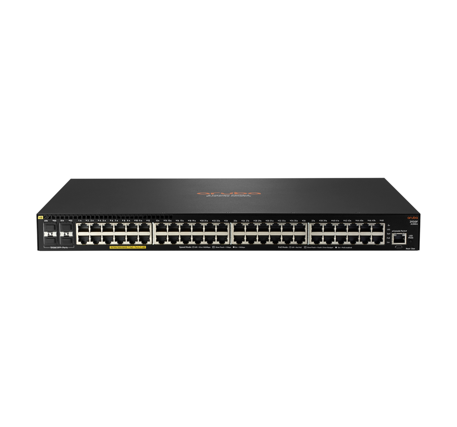 Aruba 2930F 48G PoE+ 4SFP+ 740W Géré L3 Gigabit Ethernet (10/100/1000) Connexion Ethernet, supportant l'alimentation via ce port (PoE) 1U Noir Aruba 2930F 48G PoE+ 4SFP+ 740W Géré L3 Gigabit Ethernet (10/100/1000) Connexion Ethernet, supportant l'alimentation via ce port (PoE) 1U Noir