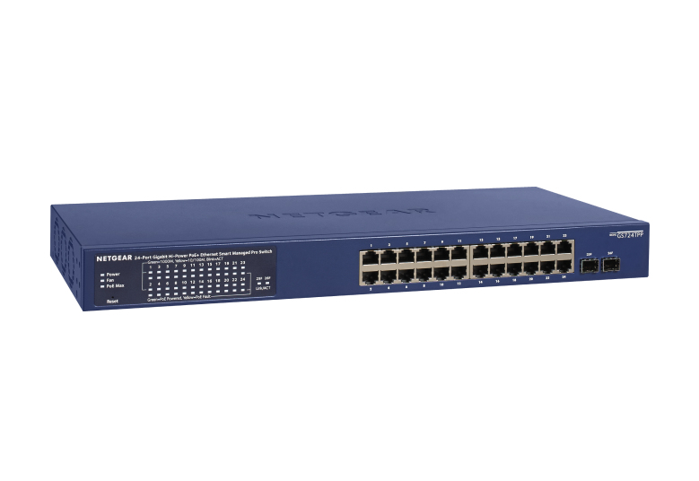 NETGEAR GS724TP-300EUS commutateur réseau Géré L2/L3/L4 Gigabit Ethernet (10/100/1000) Connexion Ethernet, supportant l'alimentation via ce port (PoE) Bleu NETGEAR GS724TP-300EUS commutateur réseau Géré L2/L3/L4 Gigabit Ethernet (10/100/1000) Connexion Ethernet, supportant l'alimentation via ce port (PoE) Bleu
