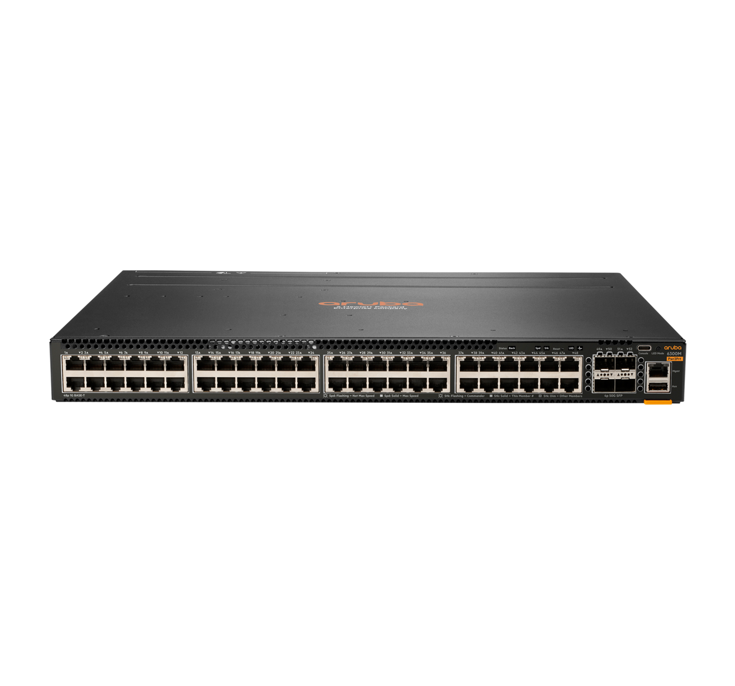 Aruba 6300M Géré L3 Gigabit Ethernet (10/100/1000) Connexion Ethernet, supportant l'alimentation via ce port (PoE) 1U Noir Aruba 6300M Géré L3 Gigabit Ethernet (10/100/1000) Connexion Ethernet, supportant l'alimentation via ce port (PoE) 1U Noir