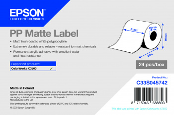 PP MATTE LABEL CONT.R 51MMx29M PP MATTE LABEL CONT.R 51MMx29M