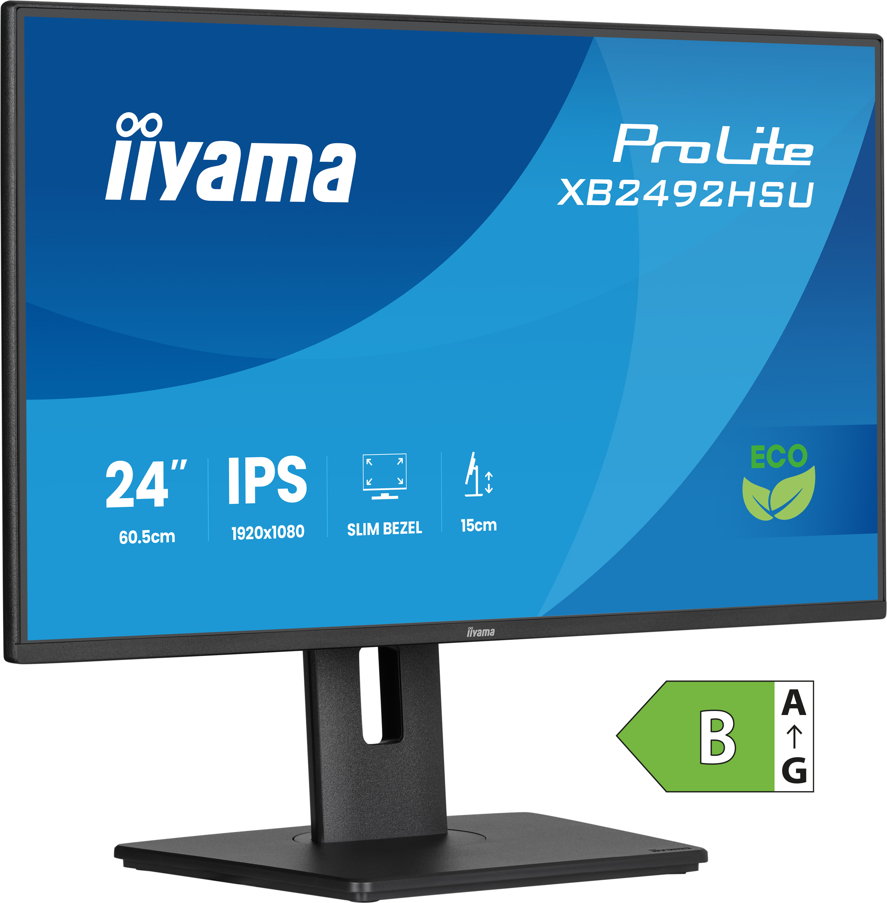 iiyama ProLite XB2492HSU-B1 écran plat de PC 61 cm (24") 1080 x 1920 pixels Quad HD LED Noir