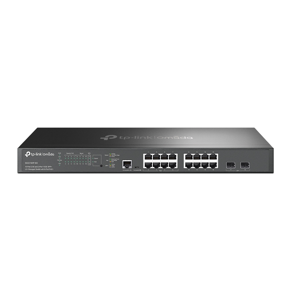 TP-Link Omada SG3218XP-M2 commutateur réseau Géré L2+ 2.5G Ethernet (100/1000/2500) Connexion Ethernet, supportant l'alimentation via ce port (PoE) 1U Noir TP-Link Omada SG3218XP-M2 commutateur réseau Géré L2+ 2.5G Ethernet (100/1000/2500) Connexion Ethernet, supportant l'alimentation via ce port (PoE) 1U Noir