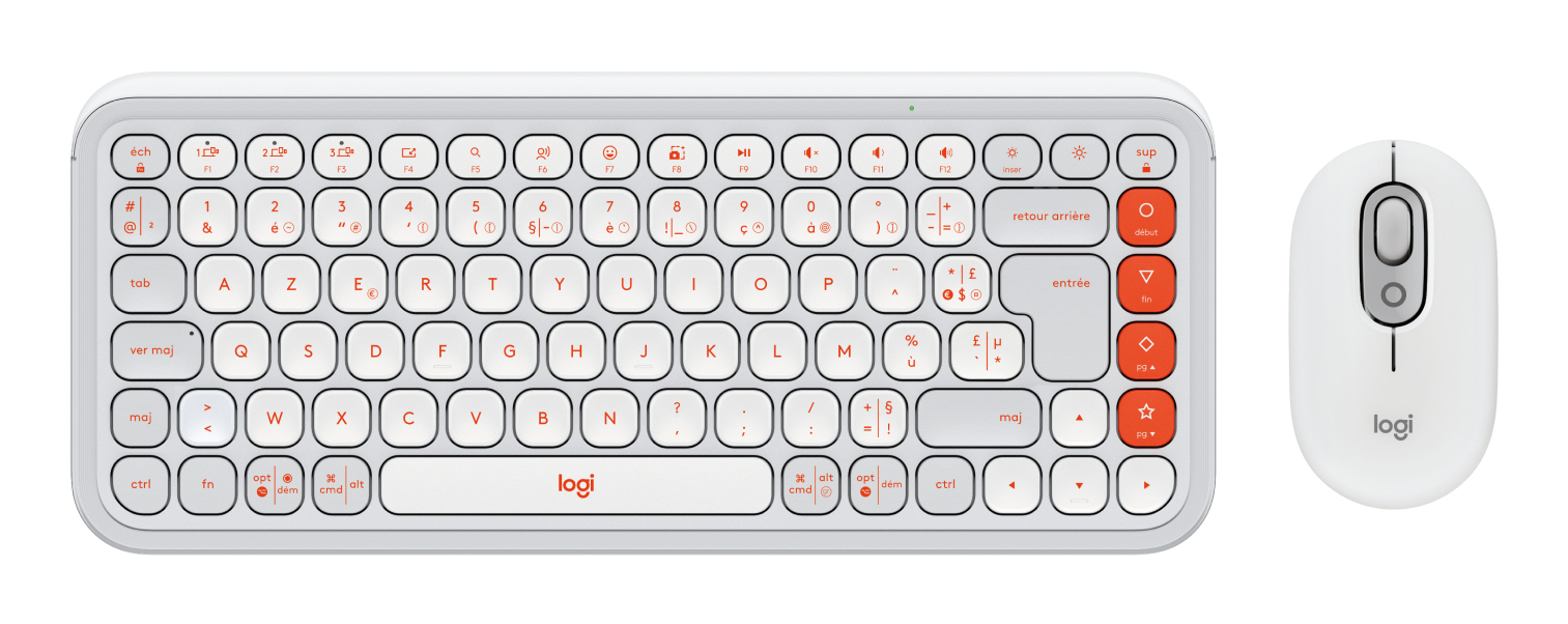 Logitech POP Icon Combo clavier Souris incluse Universel Bluetooth AZERTY Français Orange, Blanc Logitech POP Icon Combo clavier Souris incluse Universel Bluetooth AZERTY Français Orange, Blanc