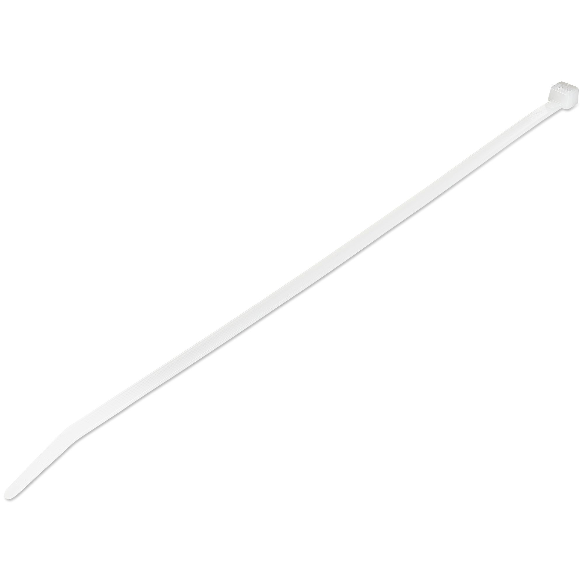 Colliers de Serrage 25 cm Blancs - Largeur 4 mm - Diam. faisceau 68 mm - Résistance traction 22 kg - Fermeture glissière autobloquante nylon avec pointe incurvée - 94V-2/UL - 100 pcs