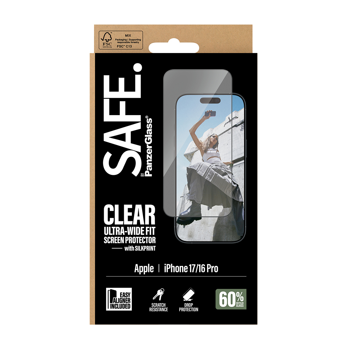 PanzerGlass SAFE. by ® Screen Protector w. Black Frame iPhone 17 