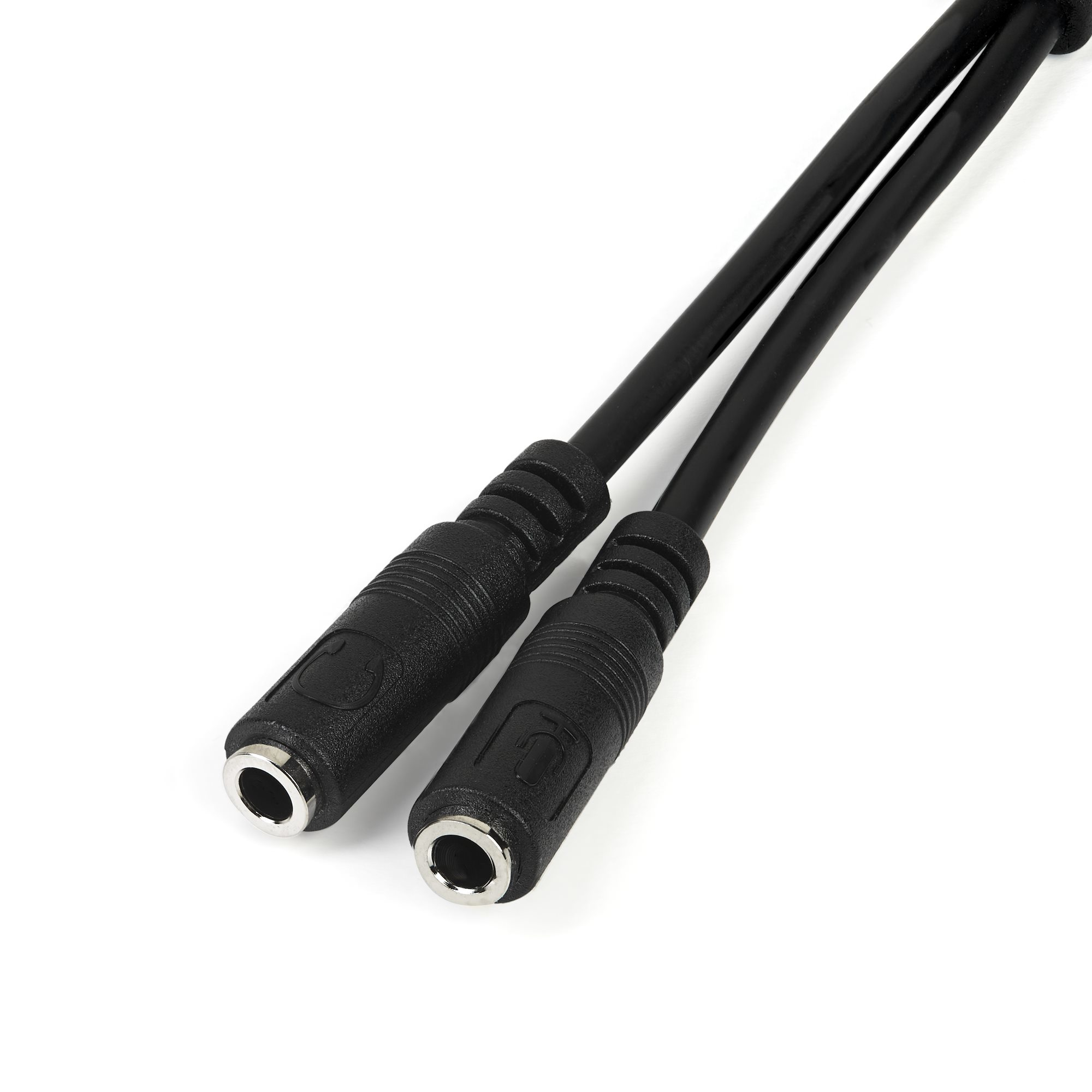 StarTech.com Adaptateur pour casque avec prises pour écouteur et microphone séparées - Mini-Jack 3,5mm 1x (M) 2x (F) - Noir