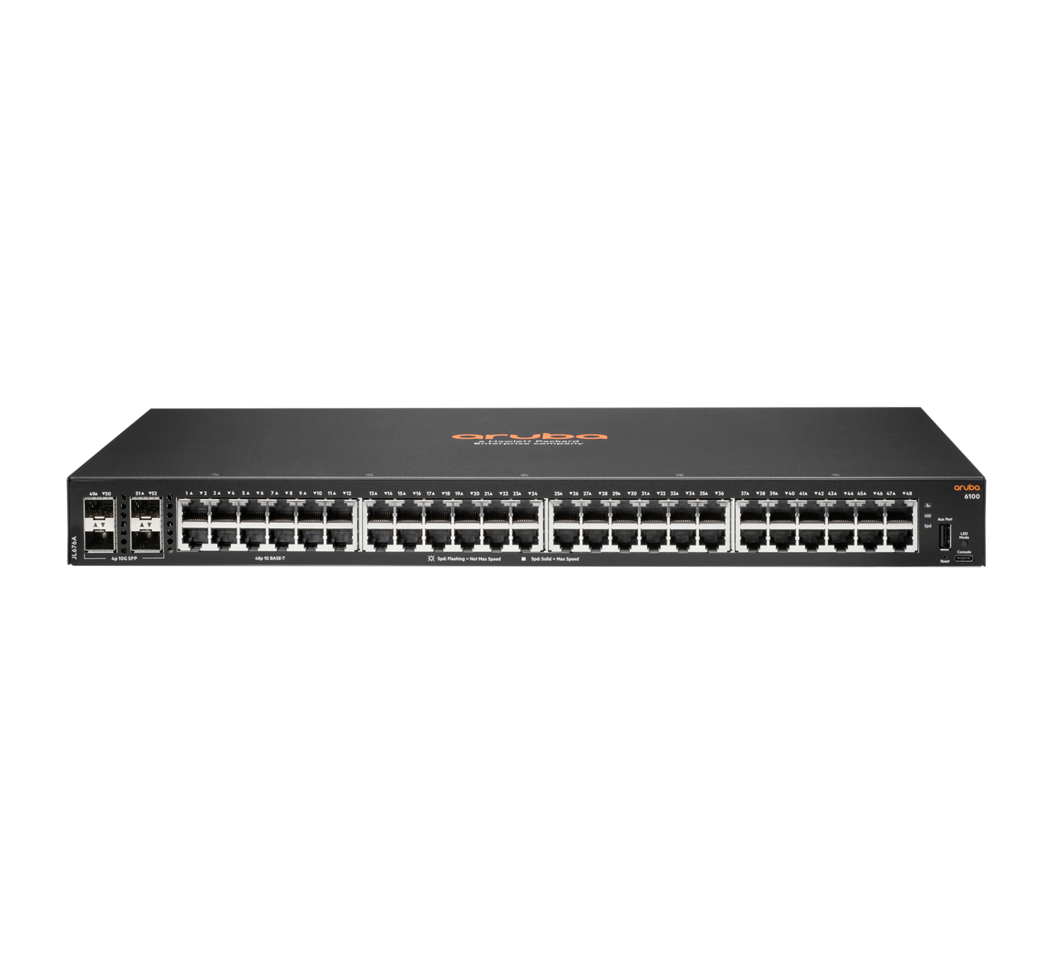 Aruba 6100 48G 4SFP+ Géré L3 Gigabit Ethernet (10/100/1000) 1U Noir Aruba 6100 48G 4SFP+ Géré L3 Gigabit Ethernet (10/100/1000) 1U Noir