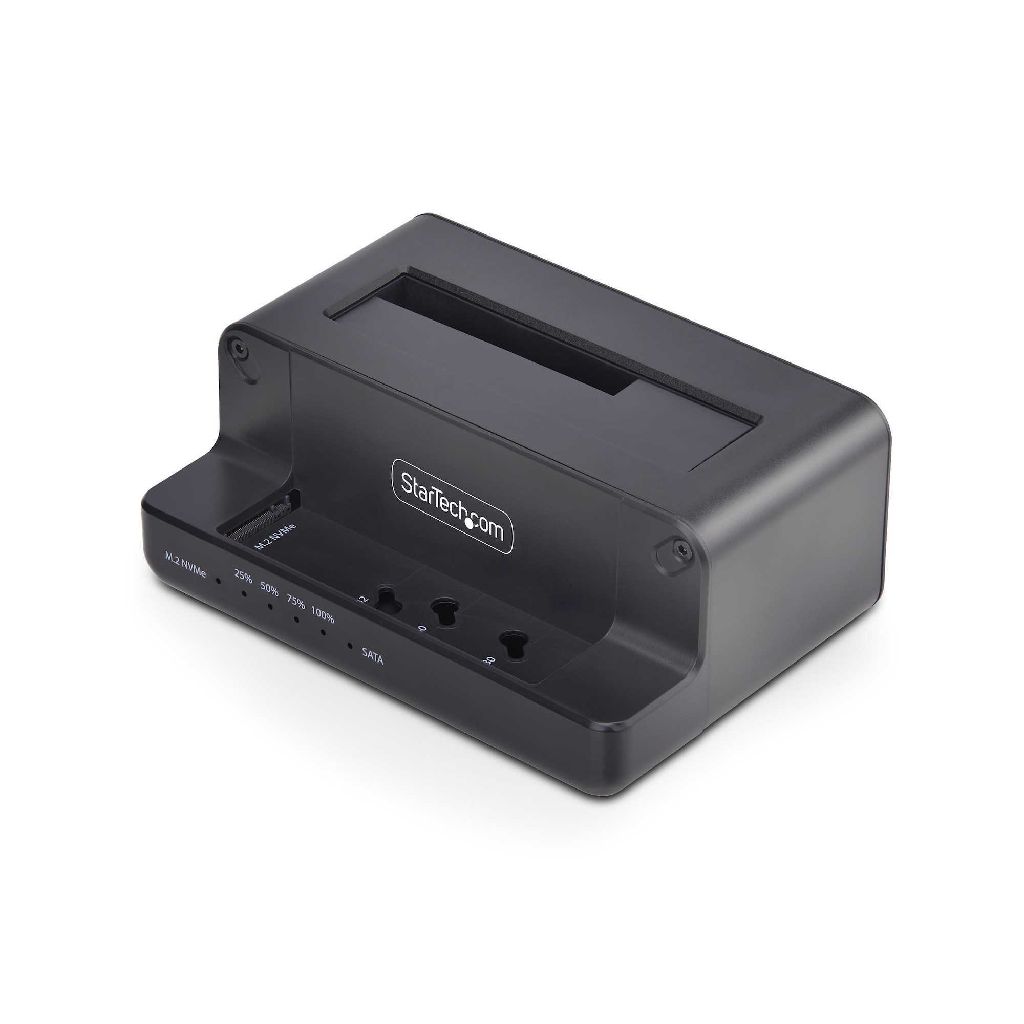 StarTech.com Duplicateur de Disque M.2 NVMe vers 2,5/3,5 » SATA, Clonage/Dock de Disque SSD Autonome à Deux Baies, NVMe vers SATA / SATA vers NVMe Bidirectionnel, Jusqu'à 27 Go/min, TAA