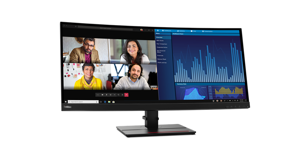 Lenovo ThinkVision P34w-20 LED display 86,7 cm (34.1") 3440 x 1440 pixels Wide Quad HD Noir