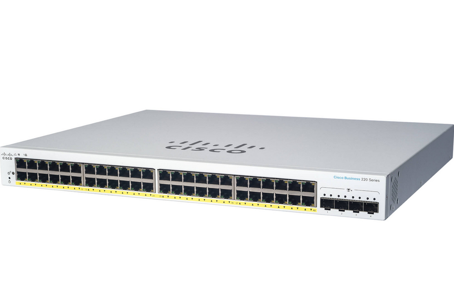 Cisco CBS220-24P-4X Géré L2 Gigabit Ethernet (10/100/1000) Connexion Ethernet, supportant l'alimentation via ce port (PoE) Blanc Cisco CBS220-24P-4X Géré L2 Gigabit Ethernet (10/100/1000) Connexion Ethernet, supportant l'alimentation via ce port (PoE) Blanc