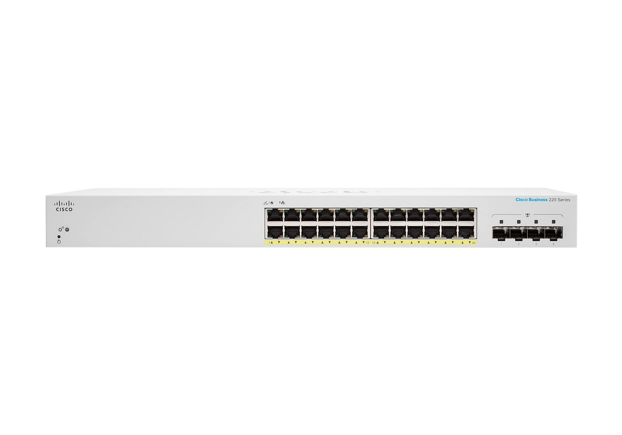 Cisco CBS220-24FP-4X Géré L2 Gigabit Ethernet (10/100/1000) Connexion Ethernet, supportant l'alimentation via ce port (PoE) Blanc Cisco CBS220-24FP-4X Géré L2 Gigabit Ethernet (10/100/1000) Connexion Ethernet, supportant l'alimentation via ce port (PoE) Blanc