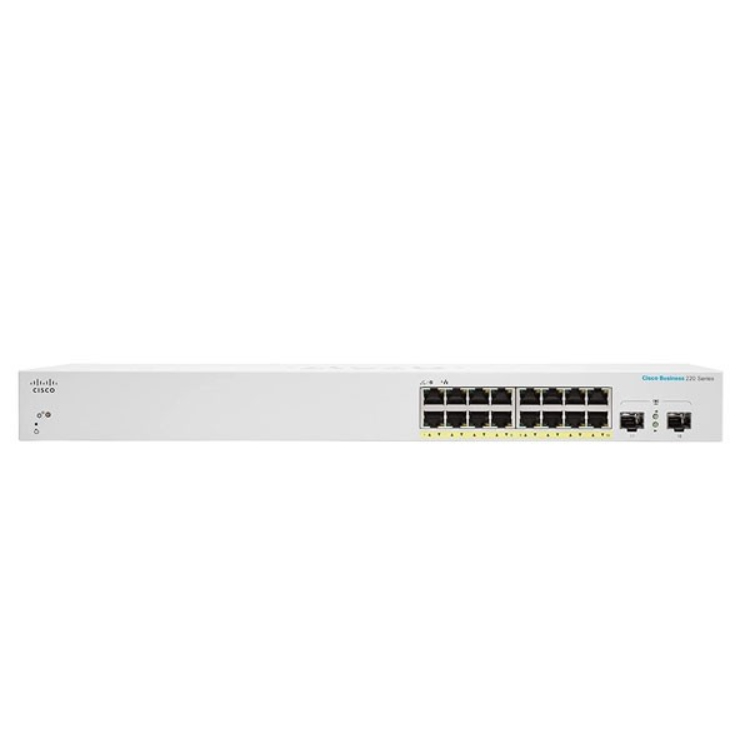 Cisco CBS220-16P-2G Géré L2 Gigabit Ethernet (10/100/1000) Connexion Ethernet, supportant l'alimentation via ce port (PoE) Blanc