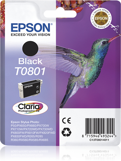 Ink Cartridge T0801 Black Blister W/ RF+