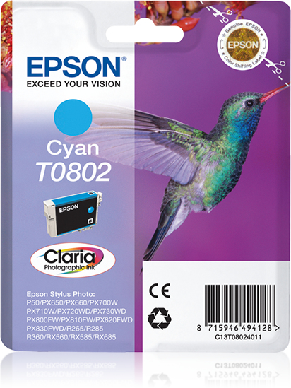 Ink Cartridge T0802 Cyan Blister W/ RF+A Ink Cartridge T0802 Cyan Blister W/ RF+A