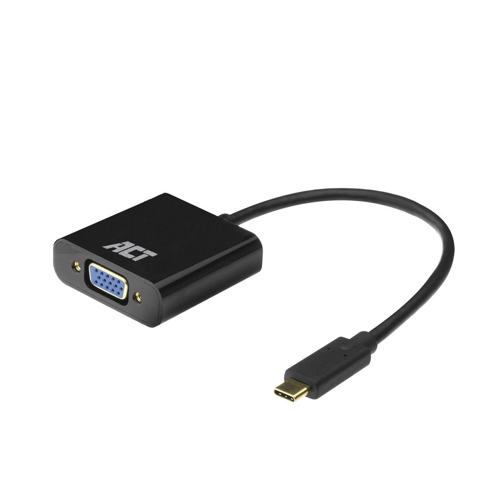 ACT AC7300 câble vidéo et adaptateur 0,15 m USB Type-C VGA (D-Sub) Noir ACT AC7300 câble vidéo et adaptateur 0,15 m USB Type-C VGA (D-Sub) Noir