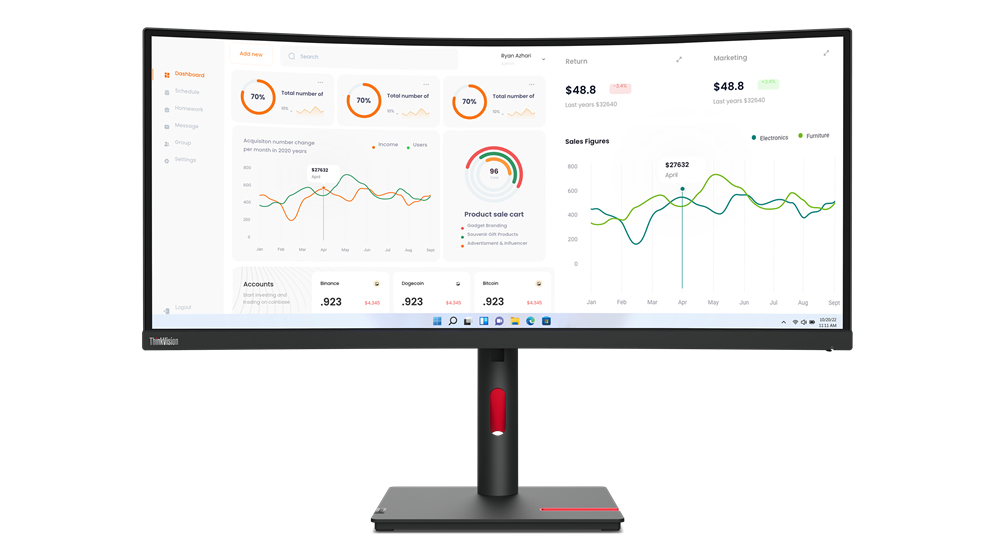 Lenovo ThinkVision T34w-30 86,4 cm (34") 3440 x 1440 pixels Wide Quad HD LED Noir Lenovo ThinkVision T34w-30 86,4 cm (34") 3440 x 1440 pixels Wide Quad HD LED Noir