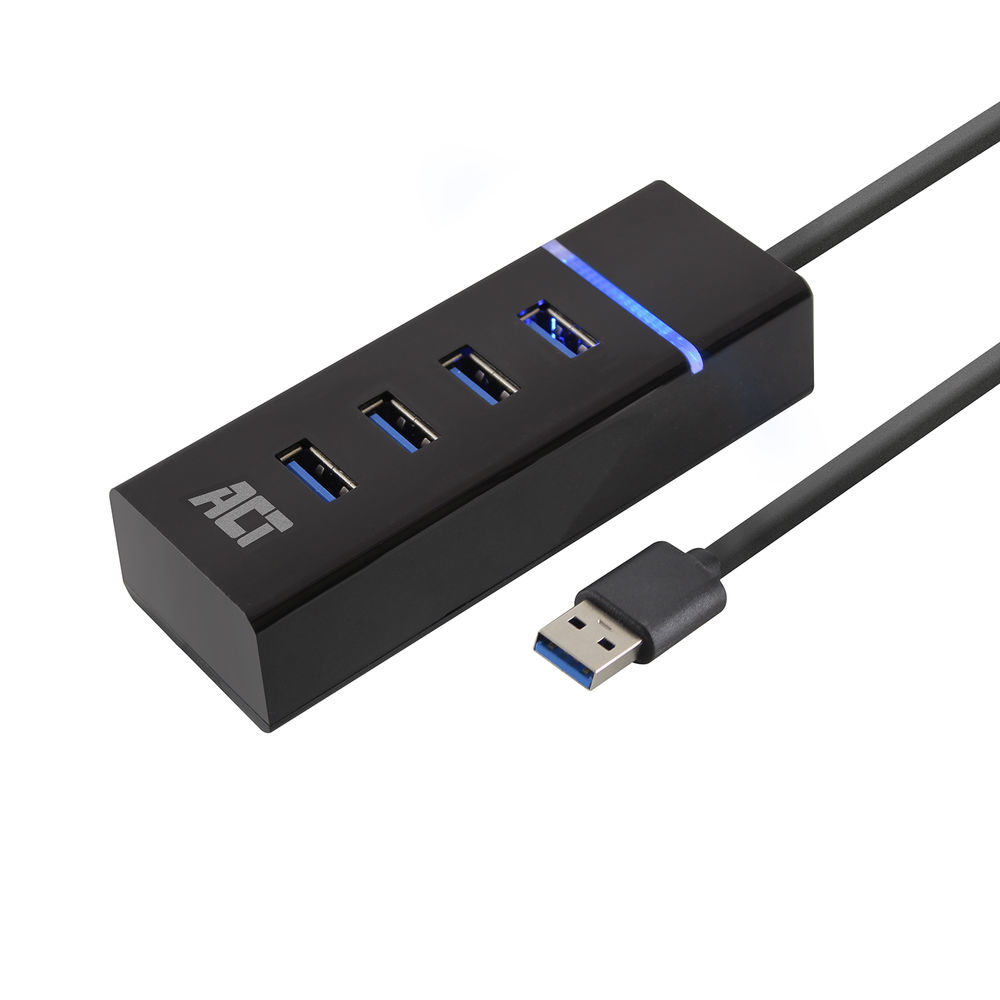 ACT AC6300 hub & concentrateur USB 3.2 Gen 1 (3.1 Gen 1) Type-A 5000 Mbit/s Noir ACT AC6300 hub & concentrateur USB 3.2 Gen 1 (3.1 Gen 1) Type-A 5000 Mbit/s Noir