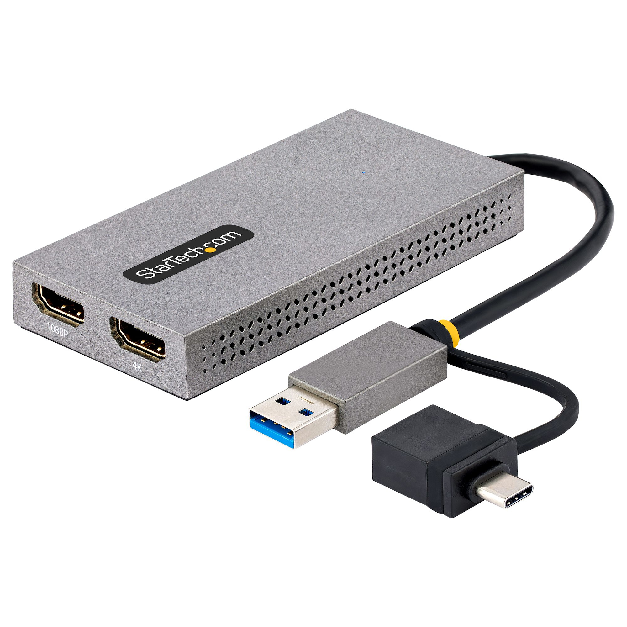 StarTech.com Adaptateur USB vers Double HDMI - USB A/C vers 2 Écrans HDMI (1x 4K30Hz, 1x 1080p) - Dongle Intégré USB-A vers C, Câble de 11cm - Adaptateur USB 3.0 vers HDMI - Convertisseur USB HDMI, Windows/MacOS StarTech.com Adaptateur USB vers Double HDMI - USB A/C vers 2 Écrans HDMI (1x 4K30Hz, 1x 1080p) - Dongle Intégré USB-A vers C, Câble de 11cm - Adaptateur USB 3.0 vers HDMI - Convertisseur USB HDMI, Windows/MacOS