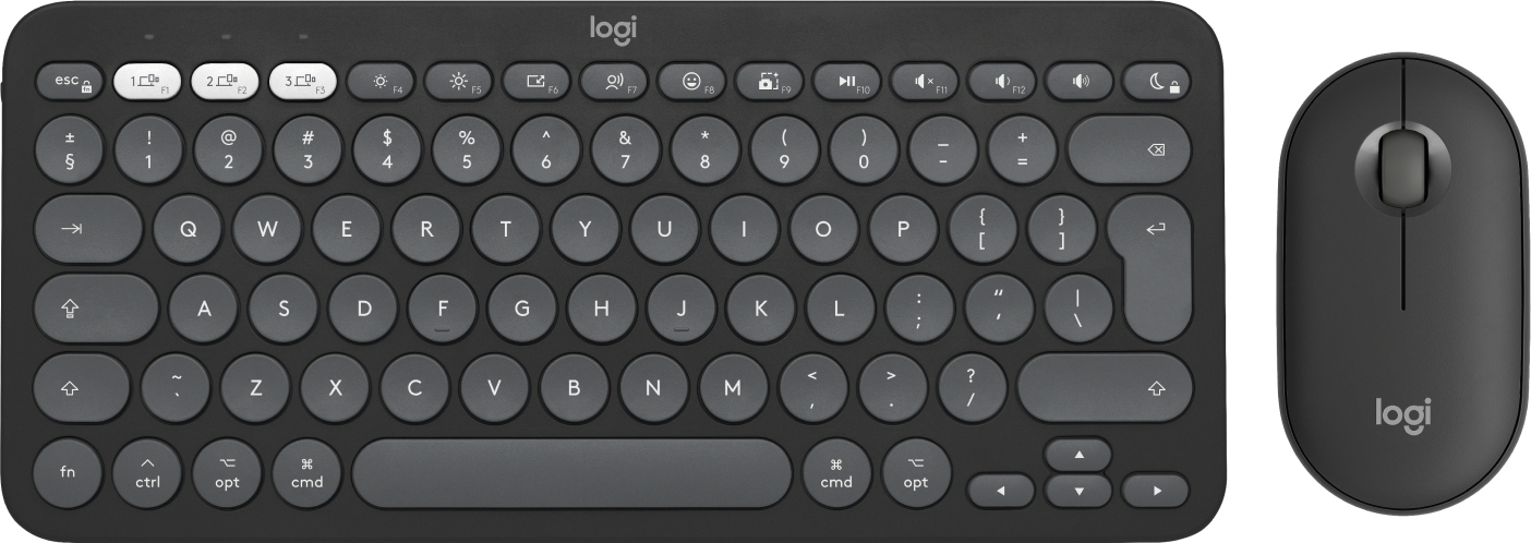 Logitech Pebble 2 Combo for Mac clavier Souris incluse Universel RF sans fil + Bluetooth QWERTY US International Graphite Logitech Pebble 2 Combo for Mac clavier Souris incluse Universel RF sans fil + Bluetooth QWERTY US International Graphite