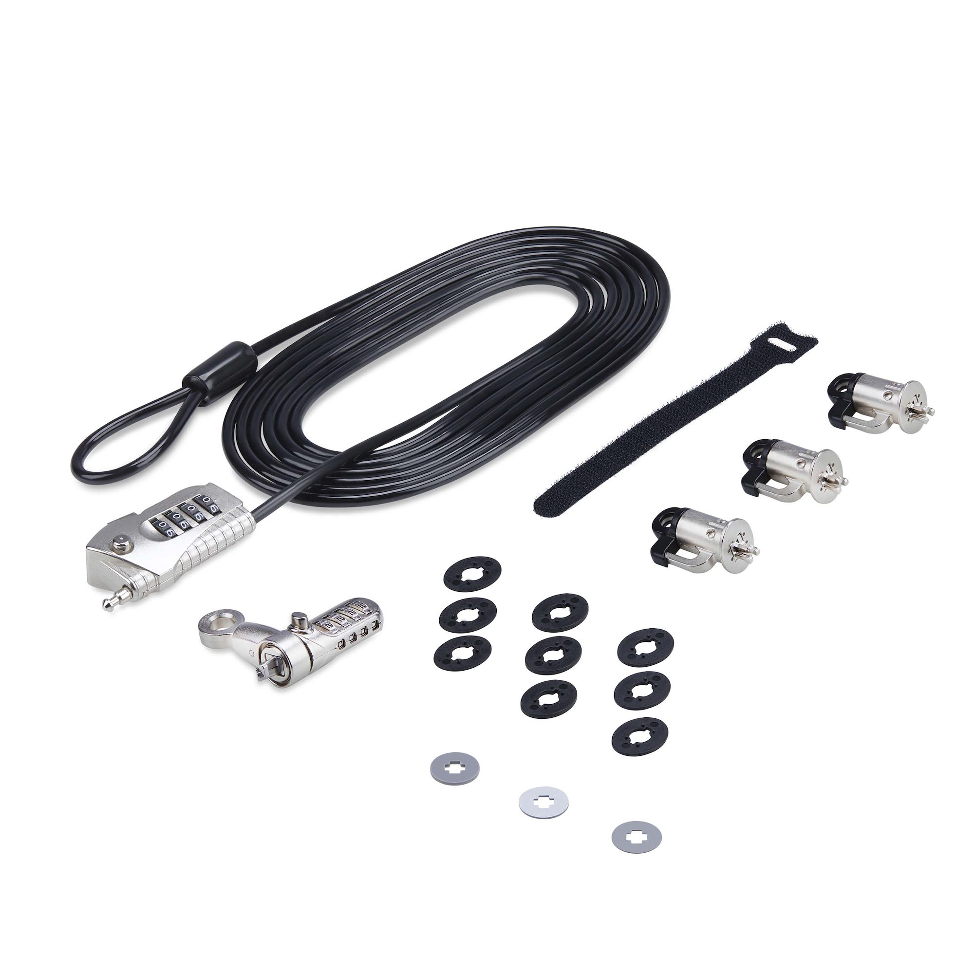 StarTech.com Kit de Verrouillage pour Ordinateur Portable/de Bureau et Périphériques, Verrou/Serrure Antivol, K-Slot, Câble en Acier de 3m, 3x Unités, Cadenas à 4 Chiffres Réinitialisable par l'Utilisateur StarTech.com Kit de Verrouillage pour Ordinateur Portable/de Bureau et Périphériques, Verrou/Serrure Antivol, K-Slot, Câble en Acier de 3m, 3x Unités, Cadenas à 4 Chiffres Réinitialisable par l'Utilisateur