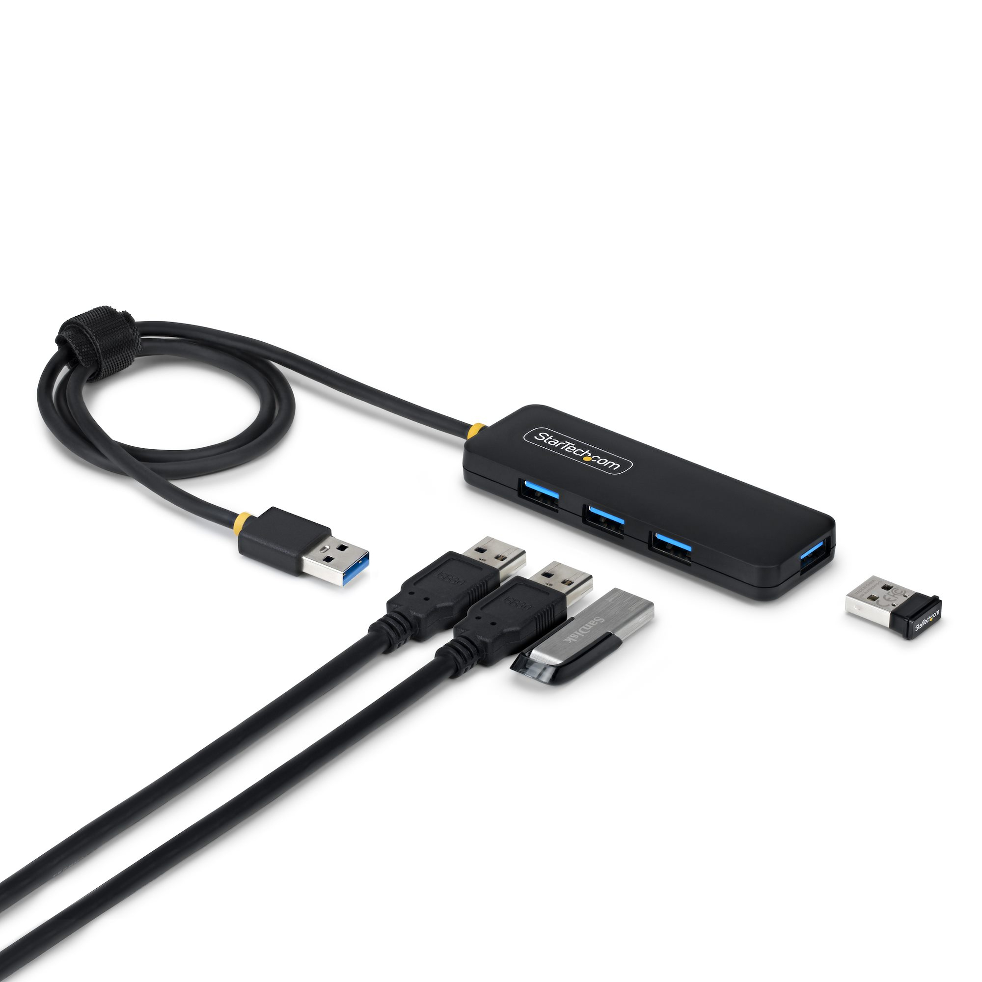 StarTech.com Hub USB-A à 4 Ports, 5 Gbps, Alimenté par Bus, Mini-Hub USB-A vers 4x USB-A, Câble Hôte Extra Long de 61 cm, Plastique PCR, Hub USB Portable pour Ordinateur de Bureau/Portable