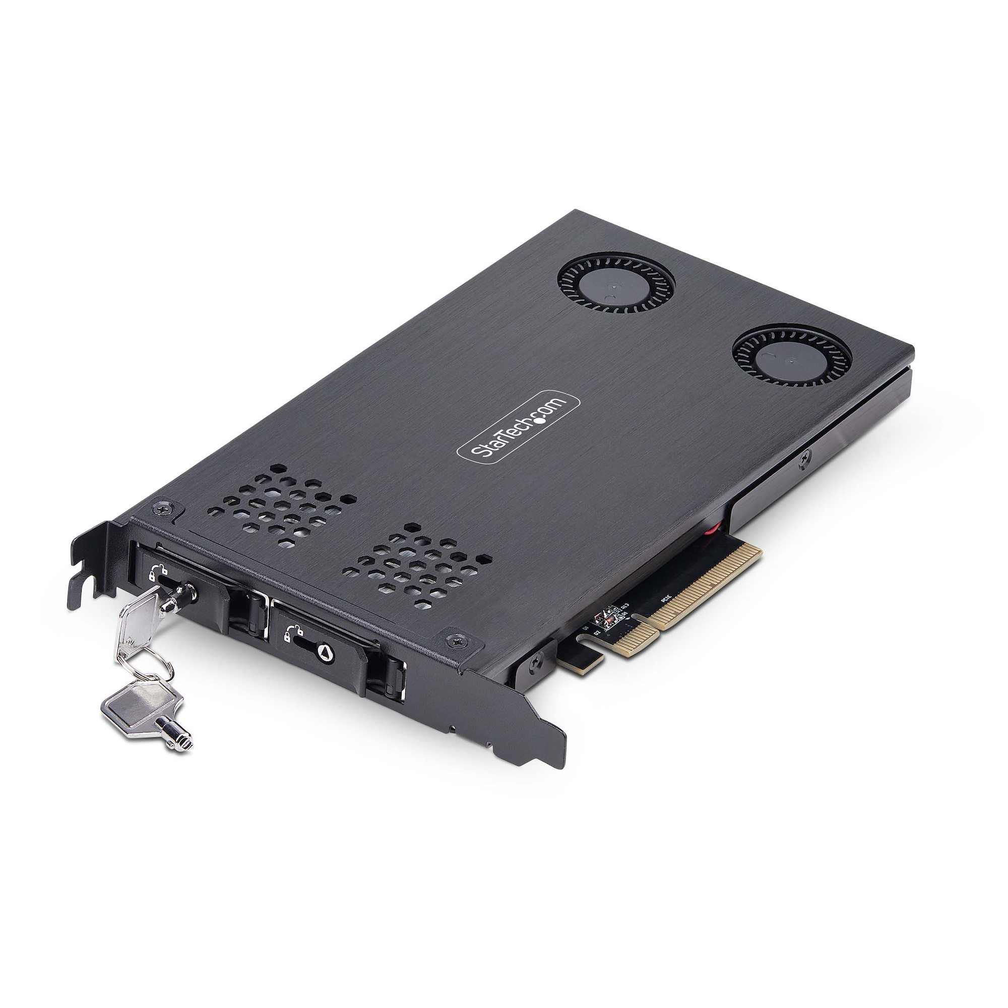 StarTech.com Double Baie M.2 NVMe SSD vers PCIe x8 avec Plateau Amovible, Bifurcation PCIe requise, Installation sans Outils, PCIe Backplane avec Deux Baies de Disques Hot-Swap StarTech.com Double Baie M.2 NVMe SSD vers PCIe x8 avec Plateau Amovible, Bifurcation PCIe requise, Installation sans Outils, PCIe Backplane avec Deux Baies de Disques Hot-Swap