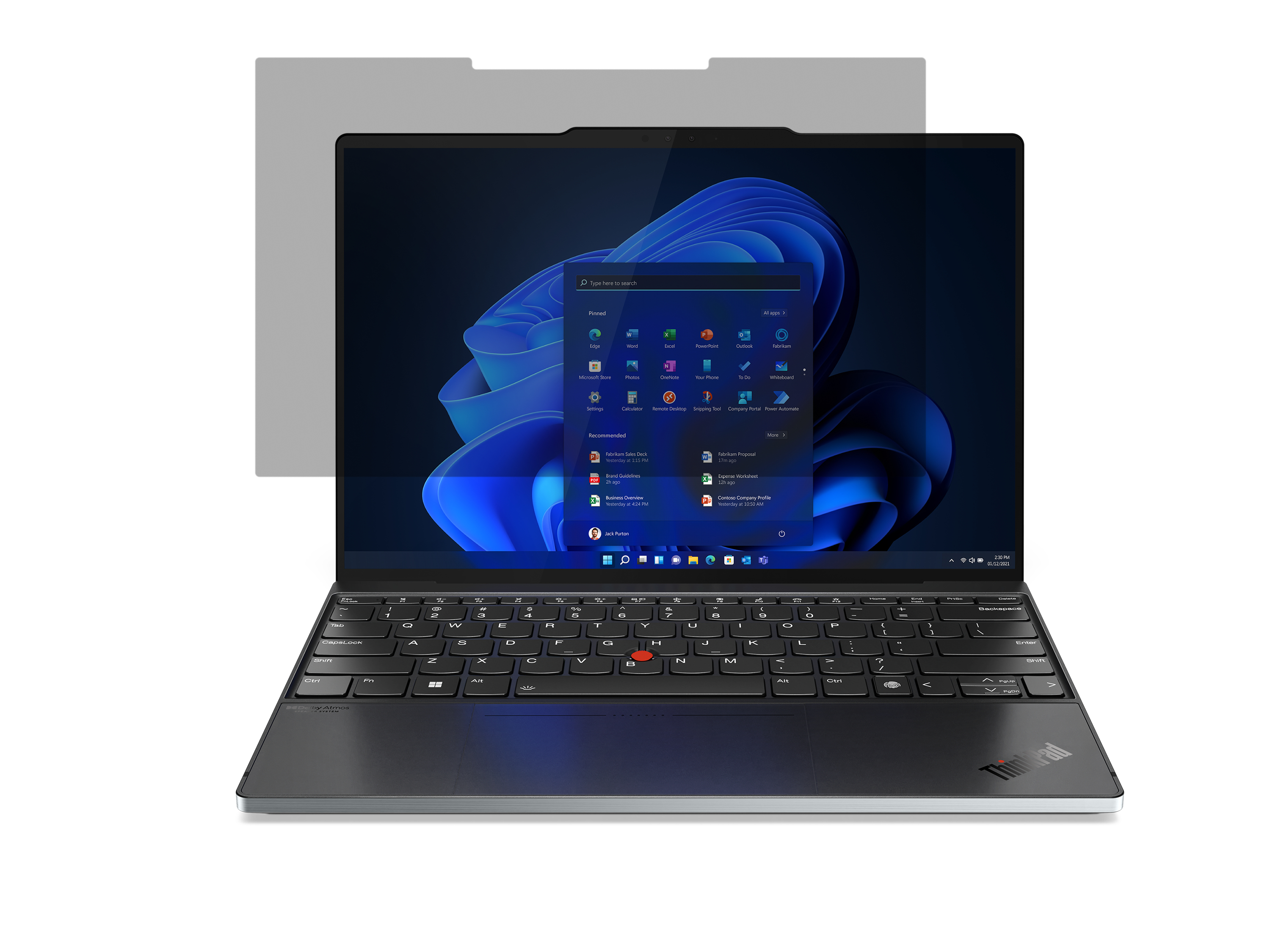 Lenovo 4XJ1U03942 filtre anti-reflets pour écran et filtre de confidentialité 33,8 cm (13.3") Ordinateur portable Filtre de confidentialité sans bords pour ordinateur