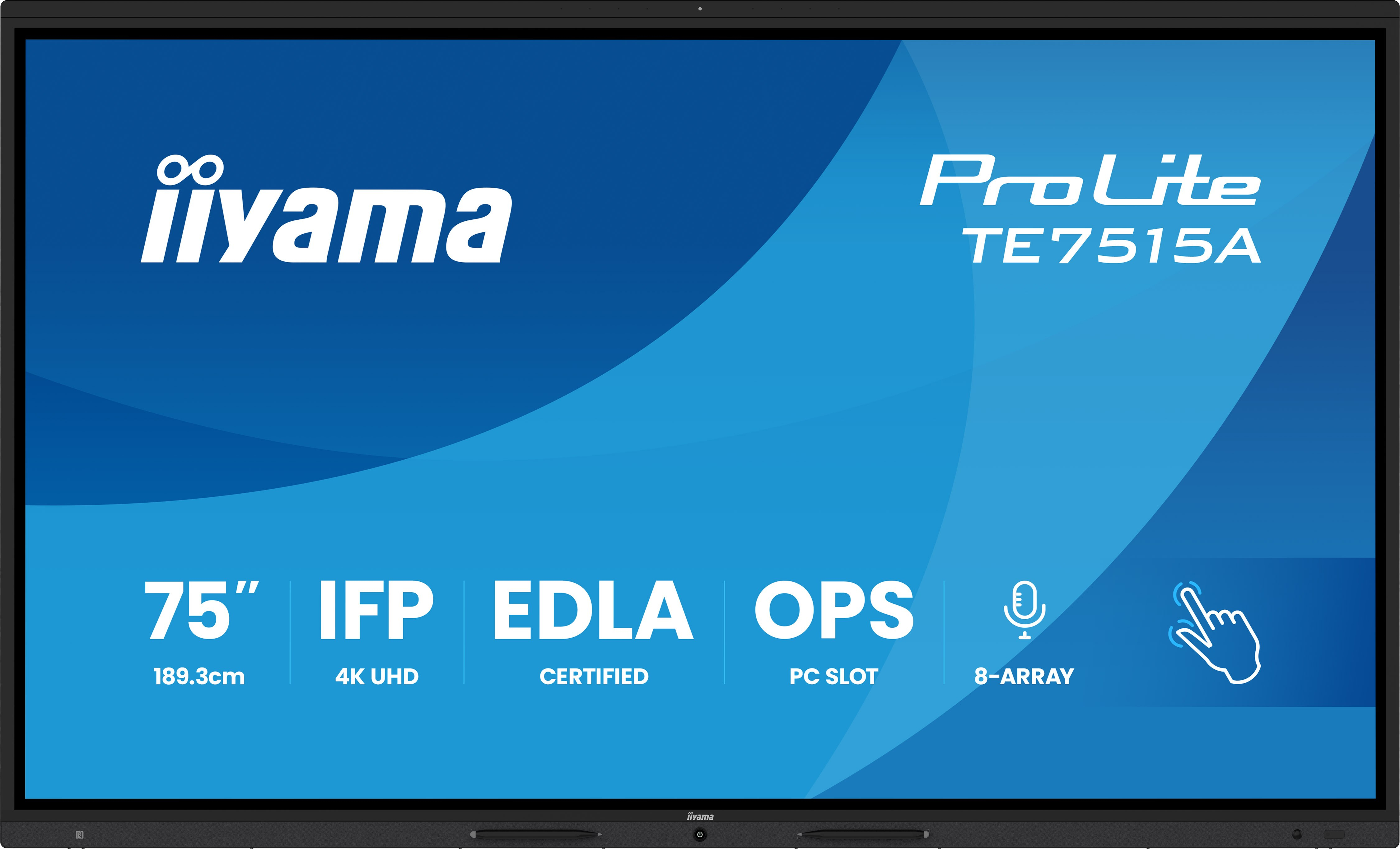 iiyama TE7515A-B1AG Écran d'affichage dynamique Écran plat de signalisation numérique 189,2 cm (74.5") Wifi 550 cd/m² 4K Ultra HD Noir Écran tactile Intégré dans le processeur Android