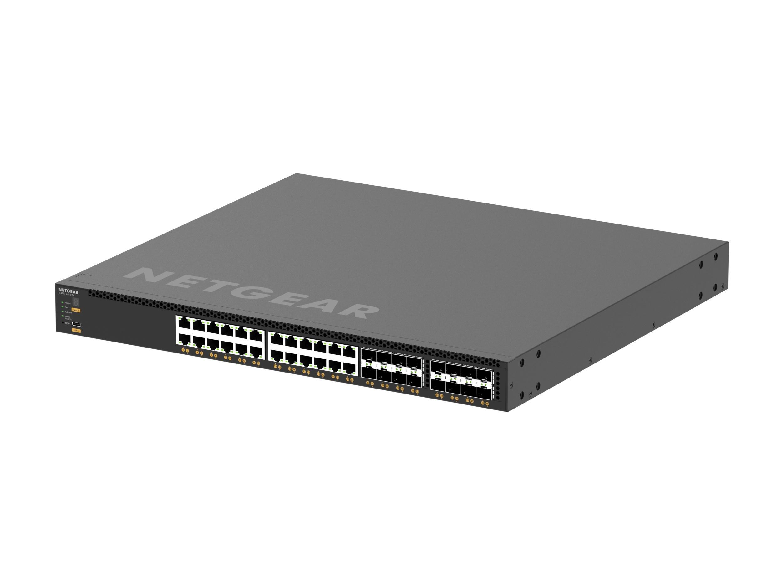 NETGEAR M4350-24X8F8V Géré L3 10G Ethernet (100/1000/10000) Connexion Ethernet, supportant l'alimentation via ce port (PoE) 1U Noir NETGEAR M4350-24X8F8V Géré L3 10G Ethernet (100/1000/10000) Connexion Ethernet, supportant l'alimentation via ce port (PoE) 1U Noir
